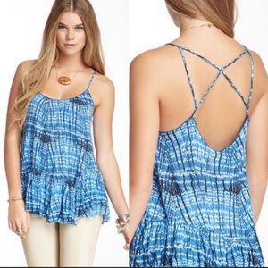 Free People Blue Nicest Sierra Criss Cross Tank SM